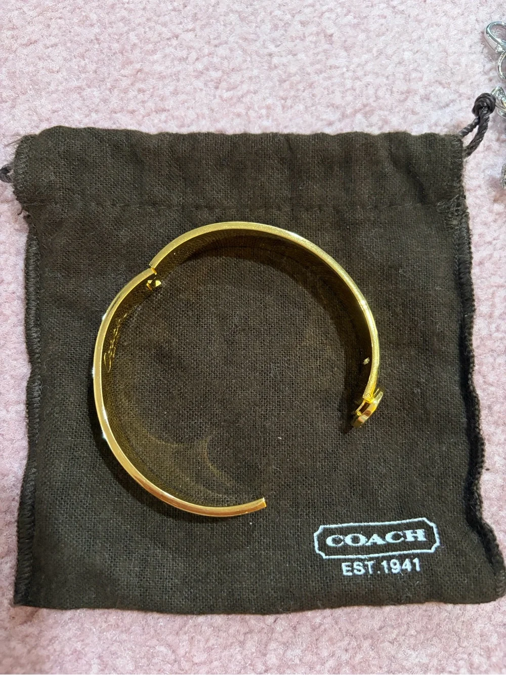 Coach Gold Tone Hinged Bangle Bracelet